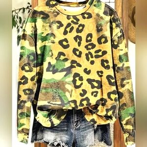 Camo Leopard Print Sweatshirt